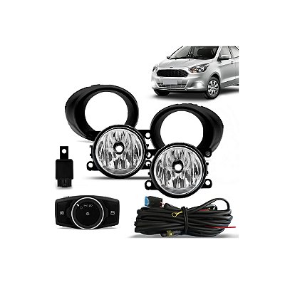 Kit farol de milha do ka ford de 2015 a 2018 botão original com grade preta cod 049136 sl101210