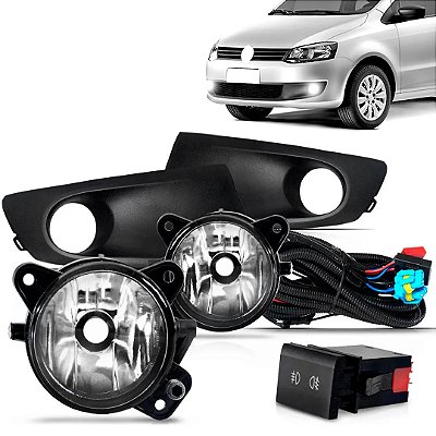 Kit farol de milha fox volkswagen 2010 em diante auxiliar neblina sem lampasuits botão modelo original cod 009576 sts008vw