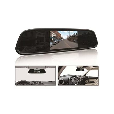 Espelho retrovisor com tela de 4.3 polegadas e 2 entradas av e tech cod 105804