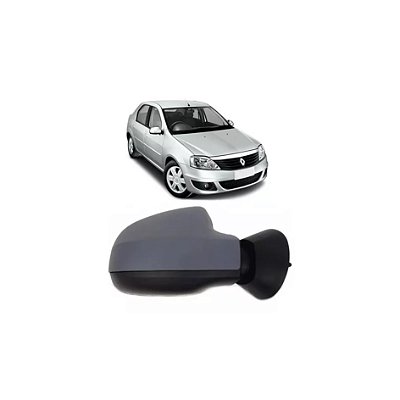 Retrovisor externo do logan sandeiro renaut lado direito com controle carcaça grande de cor preto cod 17424