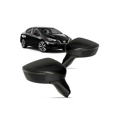 Retrovisor externo do versa nissan 2020 a 2023 lado esquerdo elétrico com capa preta cod 31701