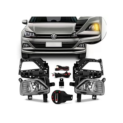 Kit de farol de milha do polo e virtus volkswagen de 2017 com drl e seta cod 010106 btmdorig