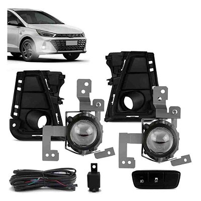Kit farol de milha com moldura do hb20 hatch e sedan hyundai de 2023 em diante cod 116151