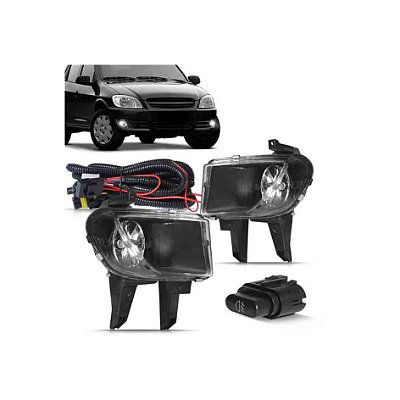 Kit farol milha do celta e prisma chevrolet de 2007 a 2011 sem moldura com botão original preto suits cod 9622 104655