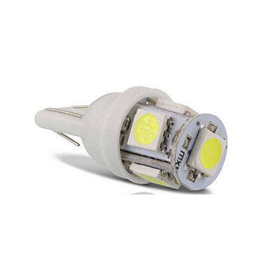 Lâmpada led t10 com 12 volts e 5 leds surface mounting device de cor branco cod 55631