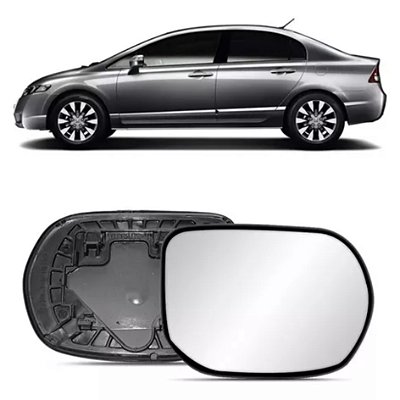 Lente de retrovisor do civic honda de 2007 a 2011 lado direito com base e aquecimento cod 26718
