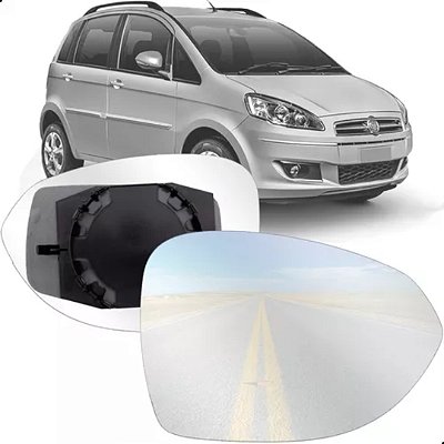 Lente retrovisor com base do idea fiat de 2011 a 2016 lado esquerdo metalizada metagal cod rtum89