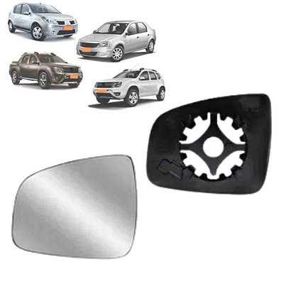 Lente de retrovisor com base do sandero duster logan renault de 2009 a 2014 lado esquerdo cod eb673