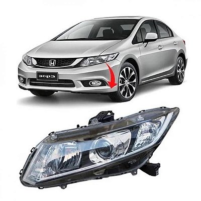 Farol civic honda de 2012 a 2016 lado direito manual