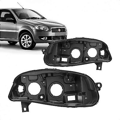 Carcaça de farol palio fiat de 2009 a 2020 e siena fiat de 2009 a 2019 lado esquerdo formato de gota