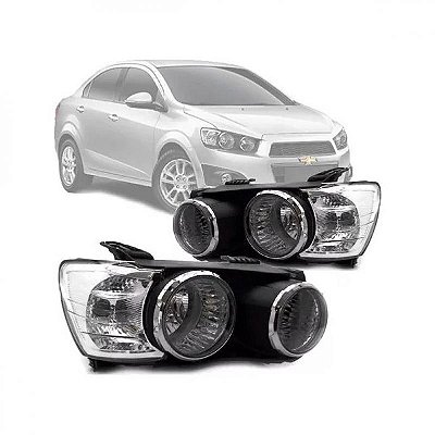 Farol sonic chevrolet de 2012 a 2014 lado esquerdo com anel cromado