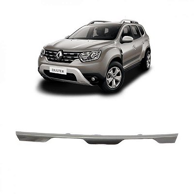 Moldura inferior para choque da grade do radiador duster renault de 2021 a 2025 lado esquerdo cromada com suporte