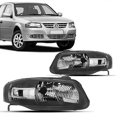 Farol gol volkswagen de 2006 a 2008 lado direito máscara cinza escuro com friso cromado geração 4