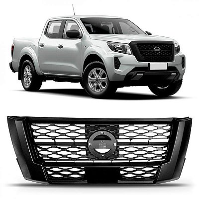Grade do radiador frontier nissan de 2022 a 2025 cinza com moldura