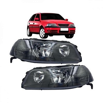 Farol gol volkswagen de 1999 a 2005 lado esquerdo geração 3 ponteira para choque turbo
