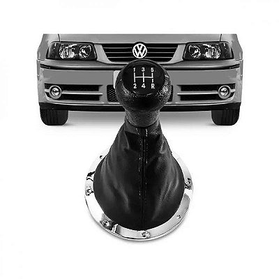 Coifa de câmbio gol volkswagen de 1999 a 2005 preta com bola e base cromada geração 3 ponteira para choque