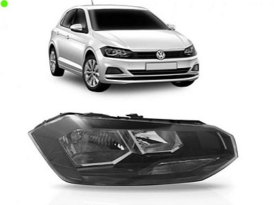 Farol polo e virtus volkswagen de 2018 a 2022 lado esquerdo manual cromado com friso preto e meia luz