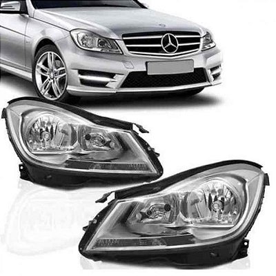 Farol c180 mercedes benz de 2012 a 2014 lado direito cromado sem xenon