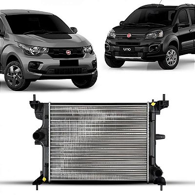 Radiador mobi fiat de 2016 a 2025 e uno fiat de 2015 a 2021 manual para mobi 1.0 6V e uno 1.0 e 1.3 6V