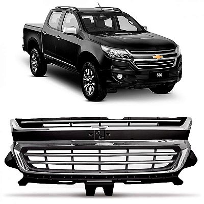 Grade do radiador s10 e trailblazer chevrolet de 2017 a 2020 preta e cromada