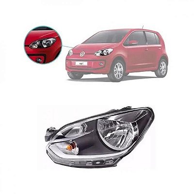 Farol up volkswagen de 2014 a 2016 lado direito com friso cinza manual e elétrico