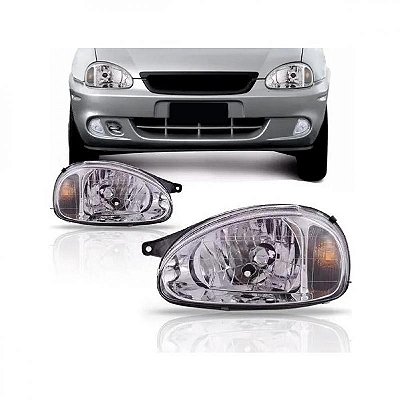 Farol corsa chevrolet de 2000 a 2009 lado esquerdo carcaça preta máscara cromada