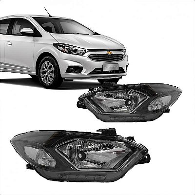 Farol onix e prisma chevrolet de 2017 a 2020 lado esquerdo cromado manual com friso cromado sem LED