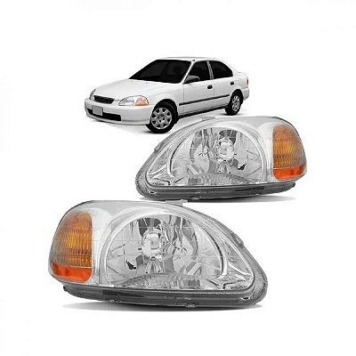 Farol civic honda de 1996 a 1998 lado direito com pisca âmbar e refletor âmbar HB2
