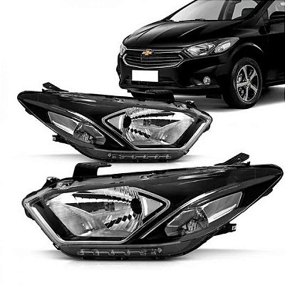 Farol onix e prisma chevrolet de 2017 a 2020 lado esquerdo cromado manual com friso cromado e com LED