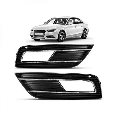 Grade lateral para choque a4 audi de 2012 a 2015 lado esquerdo dianteiro com furo e moldura inferior para choque cromada