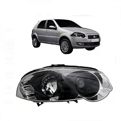 Farol palio fiat de 2009 a 2020 e siena fiat de 2009 a 2012 lado direito cromado com bola e anel preto
