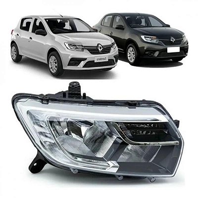 Farol sandero e logan renault de 2020 a 2024 lado direito manual com LED