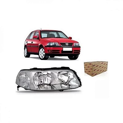 Farol gol volkswagen de 1999 a 2005 lado direito cromado foco duplo geração 3 ponteira para choque