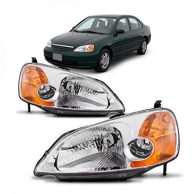 Farol civic honda de 2001 a 2003 lado esquerdo manual com pisca âmbar