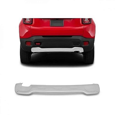 Moldura do para choque renegade jeep de 2015 a 2021 traseira inferior prata com ponteira dupla
