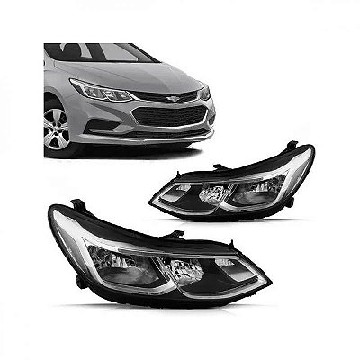 Farol cruze chevrolet de 2017 a 2024 lado esquerdo versão lt manual sem LED sem projetor com reator
