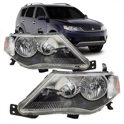 Farol outlander mitsubishi de 2008 a 2009 lado direito elétrico