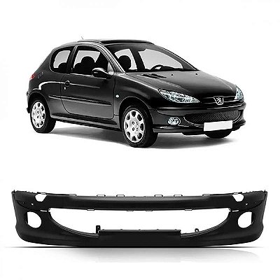 Para choque 206 peugeot de 2005 a 2010 dianteiro preto com furo