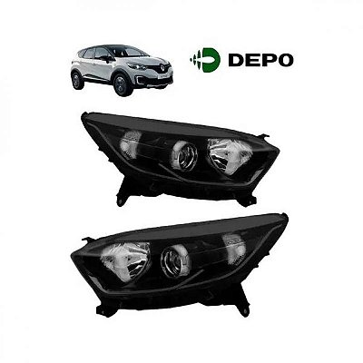 Farol captur renault de 2017 a 2021 lado esquerdo com friso preto elétrico