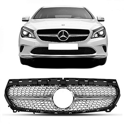 Grade do radiador cla 200 mercedes benz de 2016 a 2019 com moldura prata e friso cromado