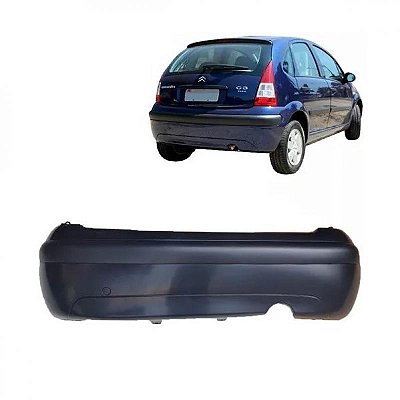 Para choque c3 citroën de 2003 a 2012 traseiro preto completo