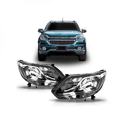 Farol s10 e trailblazer chevrolet de 2017 a 2024 lado esquerdo cromado elétrico com motor com LED sem reator