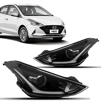 Farol hb20 hyundai de 2020 a 2022 lado direito com projetor e com LED
