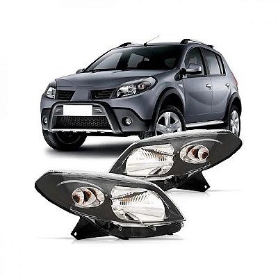 Farol sandero renault de 2008 a 2011 lado esquerdo máscara negra