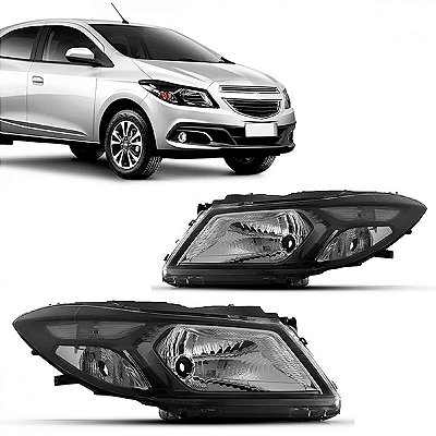 Farol onix e prisma chevrolet de 2012 a 2016 lado esquerdo cromado com máscara negra e regulagem manual