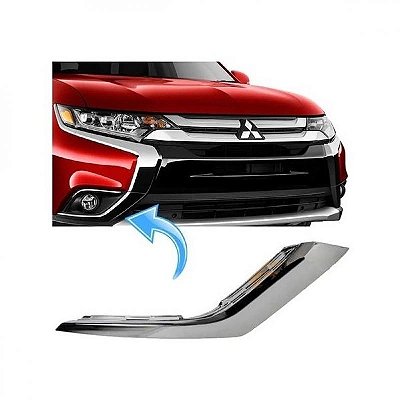 Moldura do para choque outlander mitsubishi de 2016 a 2022 dianteira inferior lado esquerdo cromada