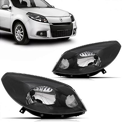 Farol sandero renault de 2012 a 2014 lado direito máscara negra