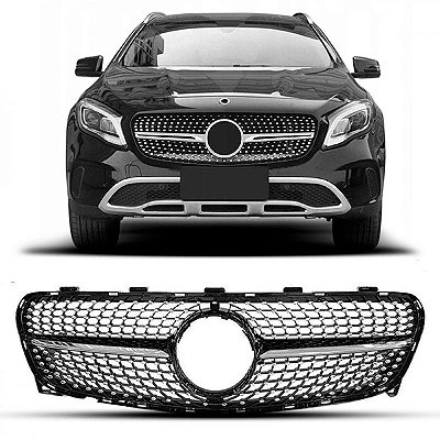 Grade do radiador gla 200 mercedes benz de 2014 a 2017 preta com friso cromado estilo diamante