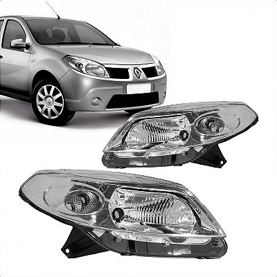 Farol sandero renault de 2008 a 2011 lado esquerdo cromado