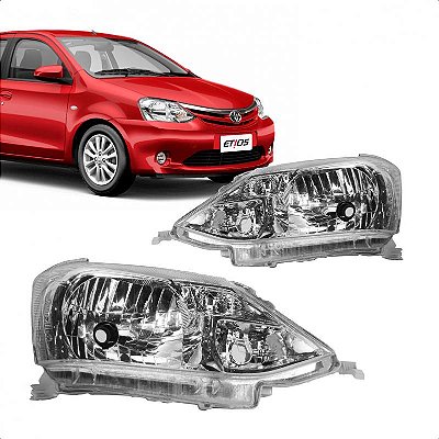 Farol etios toyota de 2012 a 2016 lado direito cromado com carcaça cinza manual